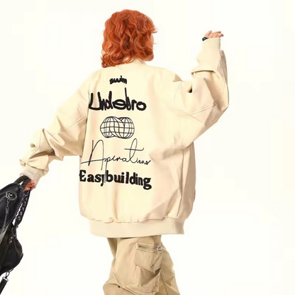 Bikerjacke aus Kunstleder – Bestickte Streetwear mit Buchstaben-Design