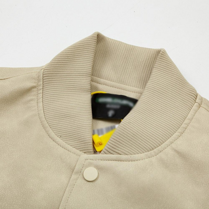 Bikerjacke aus Kunstleder – Bestickte Streetwear mit Buchstaben-Design