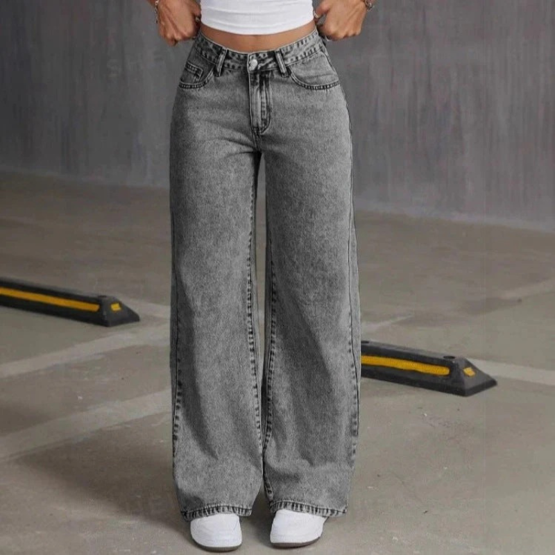 Damen Vintage Bow Stickerei Jeans - Gerade Lockere Passform Denim Hose