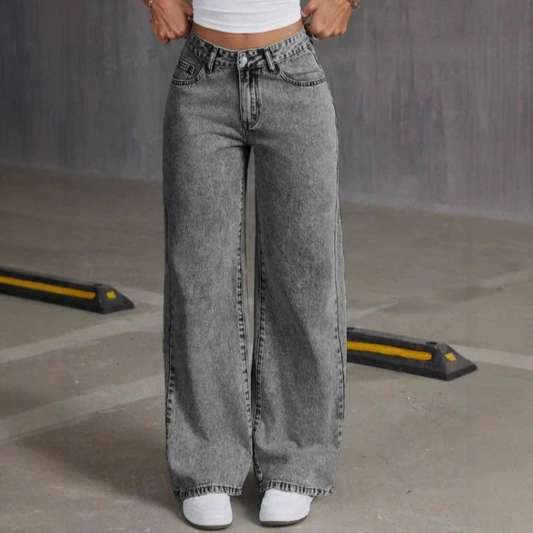 Damen Vintage Bow Stickerei Jeans - Gerade Lockere Passform Denim Hose