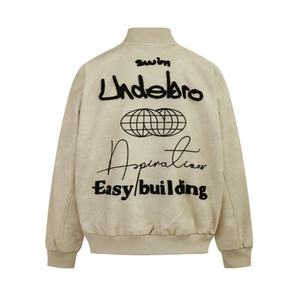 Bikerjacke aus Kunstleder – Bestickte Streetwear mit Buchstaben-Design