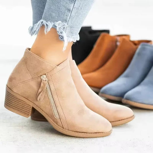 Damen Leder Stiefeletten – Modisches Design mit Leopardenmuster und High Heels