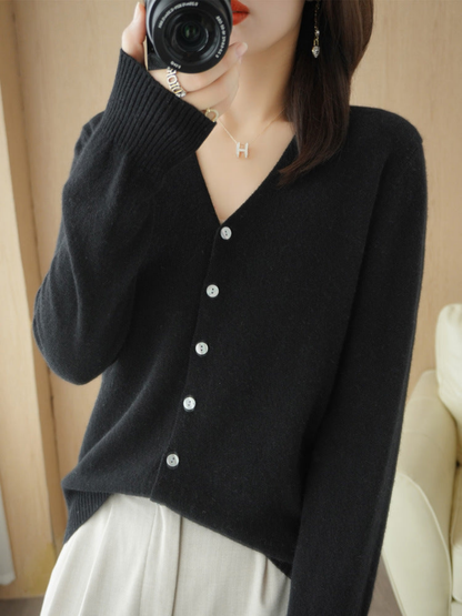 V-Ausschnitt-Cardigan für Damen | Relaxed Fit