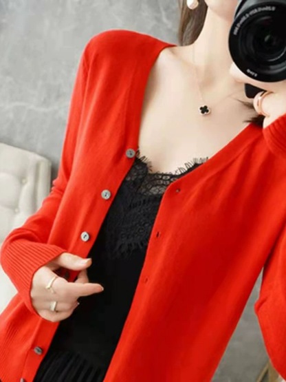 V-Ausschnitt-Cardigan für Damen | Relaxed Fit