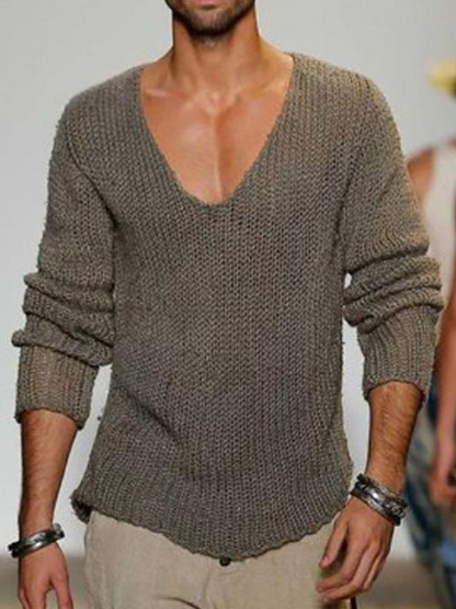 V-Ausschnitt Pullover für Herren | Lockere Passform