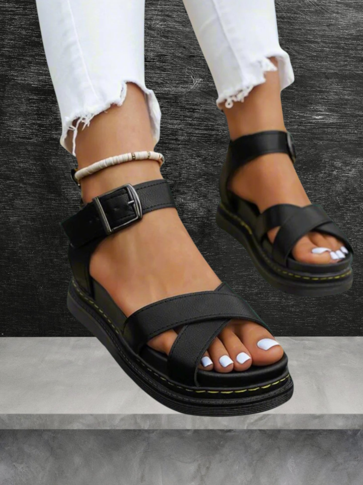 Verena | Orthopädische Sandalen Damen aus weichem Premium-Material für schmerzfreies Gehen | Schwarz