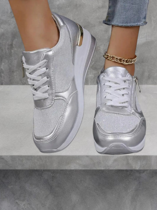 Veronica | Damen-Sneaker mit orthopädischem Halt und elegantem Gold- und Silber-Finish | Silber