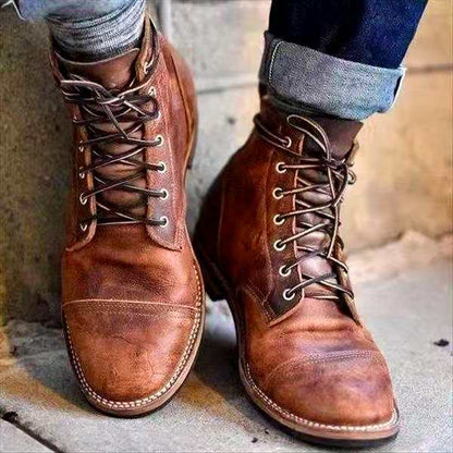 Vintage-Lederstiefel für Herren | Knöchellang