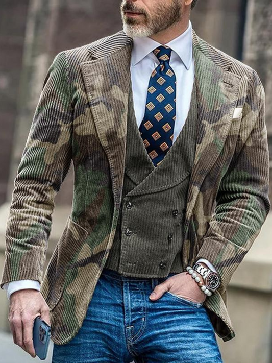 Vintage Camouflage Blazer Jacke für Herren | Lässige Passform 0