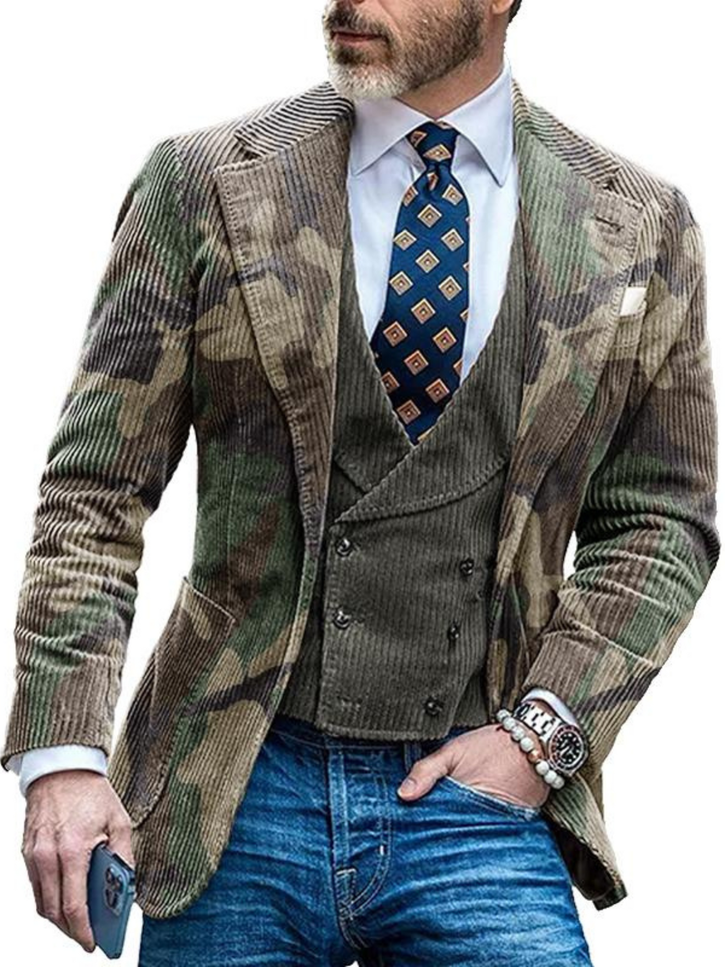 Vintage Camouflage Blazer Jacke für Herren | Lässige Passform 1