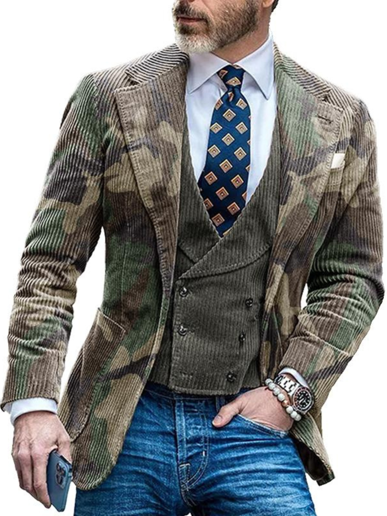 Vintage Camouflage Blazer Jacke für Herren | Lässige Passform 1