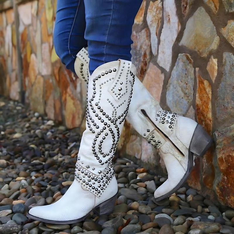 Vintage High-Cut Stiefel für Damen | Blockabsatz 2