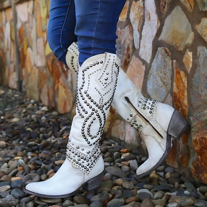 Vintage High-Cut Stiefel für Damen | Blockabsatz 2