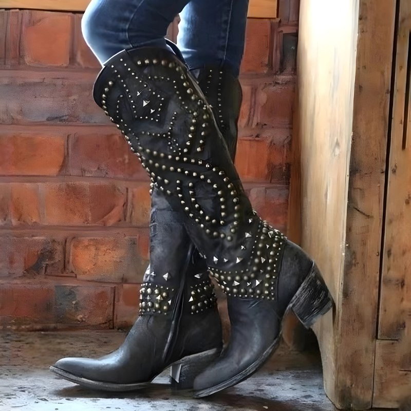 Vintage High-Cut Stiefel für Damen | Blockabsatz 4