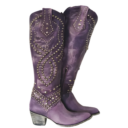 Vintage High-Cut Stiefel für Damen | Blockabsatz 5