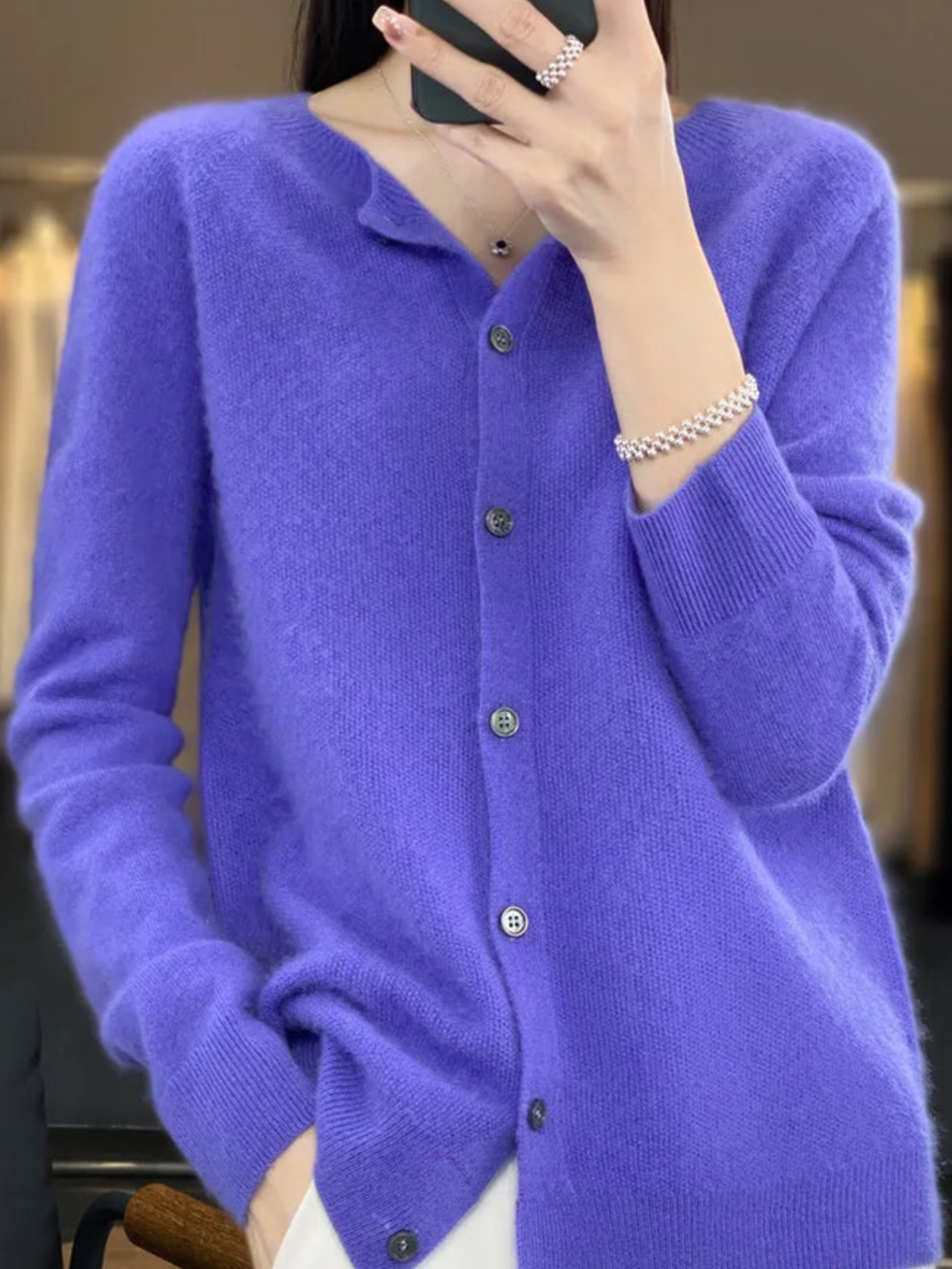 Weicher Strickcardigan für Damen | Klassischer Rundhalsausschnitt