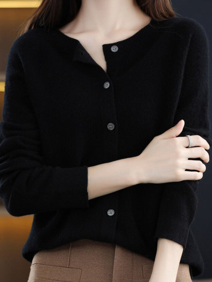 Weicher Strickcardigan für Damen | Klassischer Rundhalsausschnitt