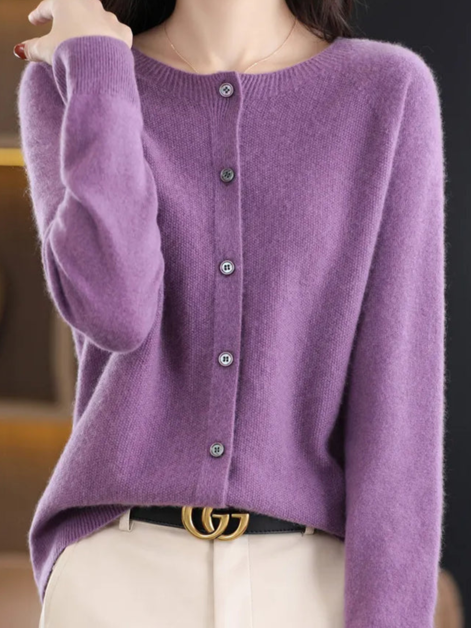 Weicher Strickcardigan für Damen | Klassischer Rundhalsausschnitt