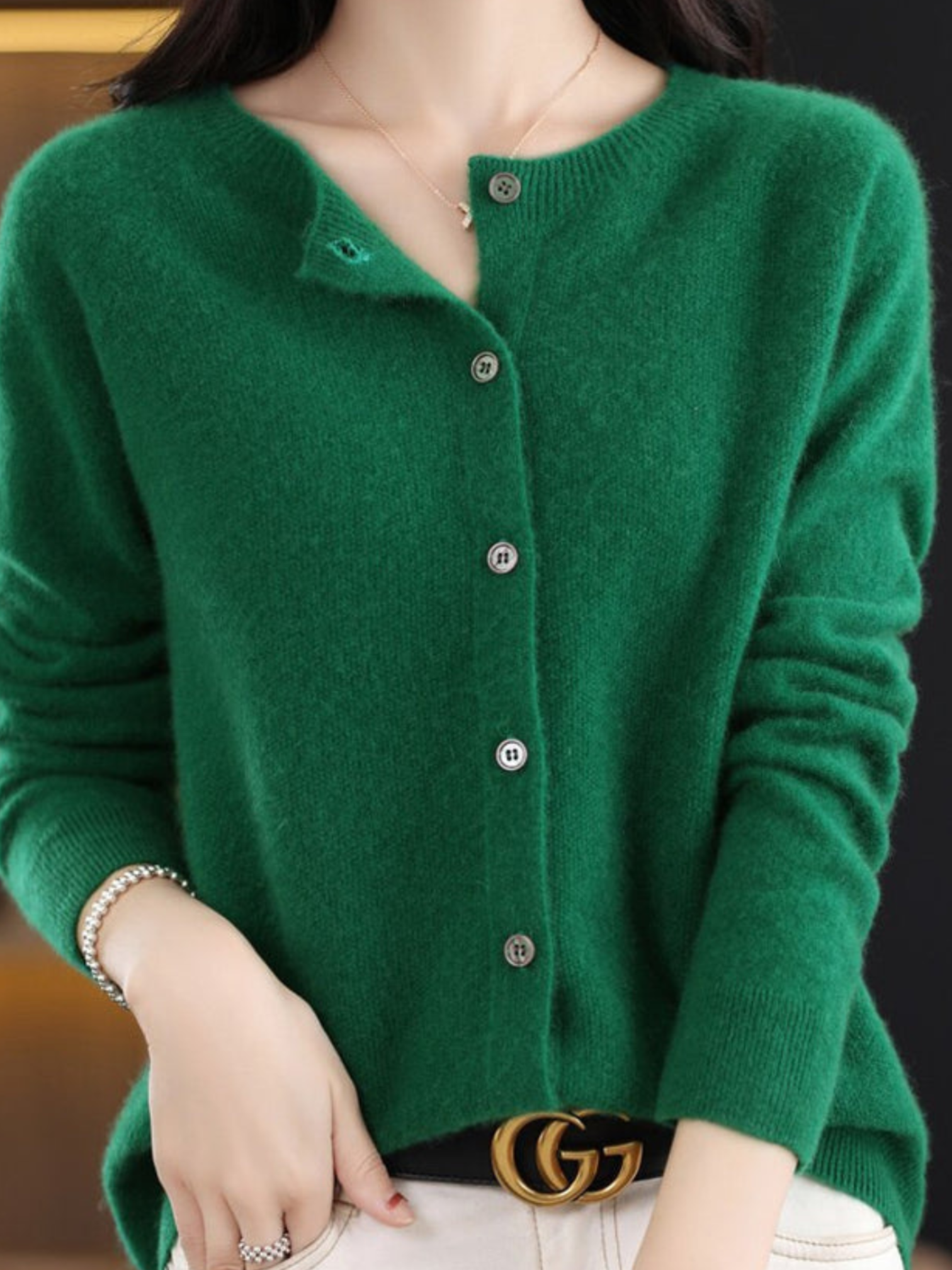 Weicher Strickcardigan für Damen | Klassischer Rundhalsausschnitt