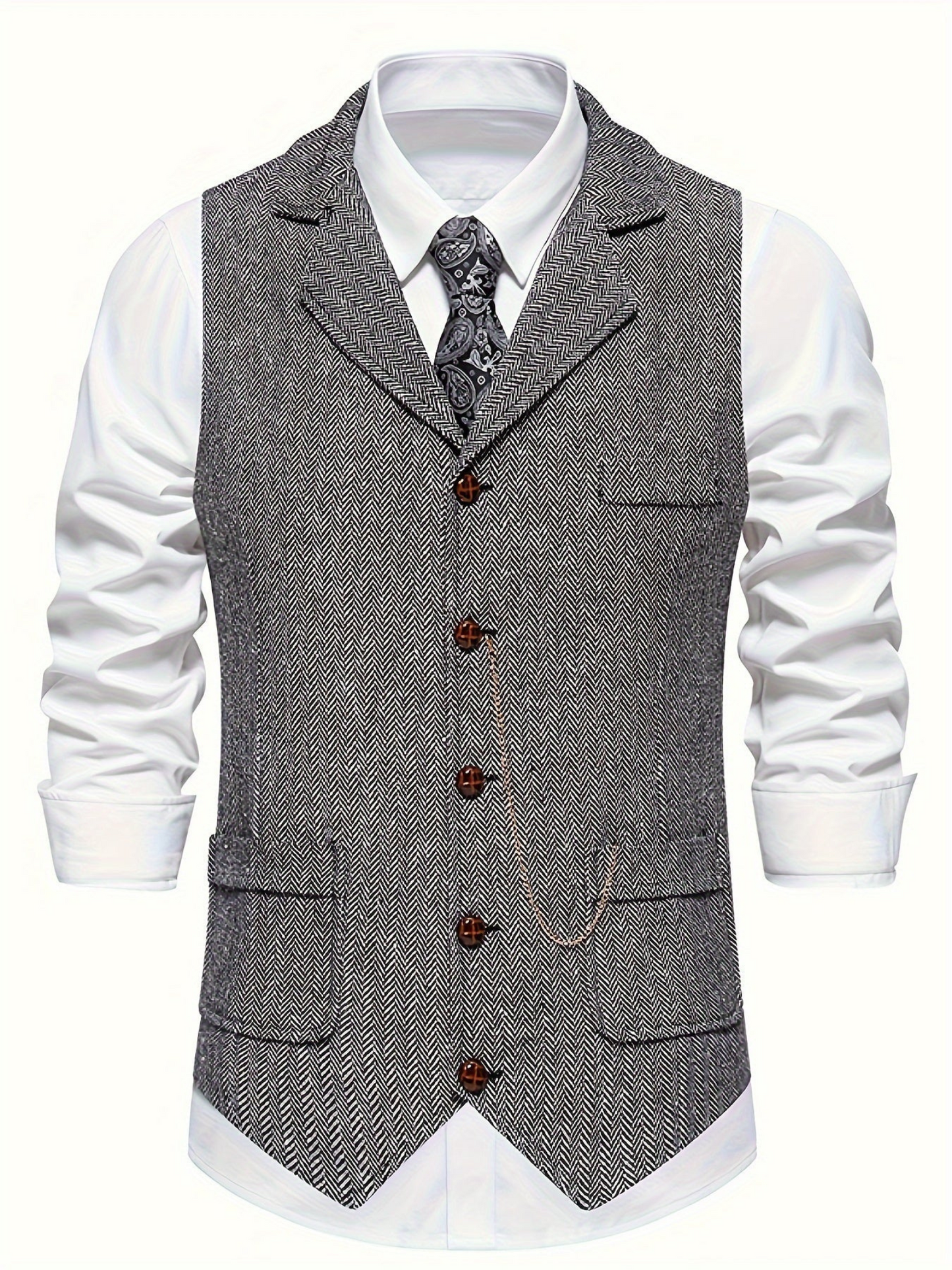 Weste für Herren, Fischgrätenmuster | Tailored Fit 0
