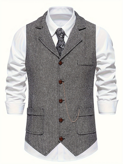 Weste für Herren, Fischgrätenmuster | Tailored Fit 0