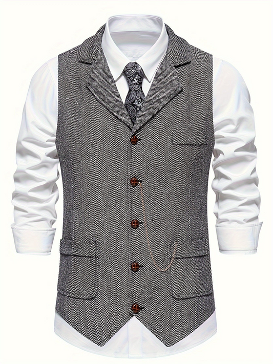 Weste für Herren, Fischgrätenmuster | Tailored Fit 0