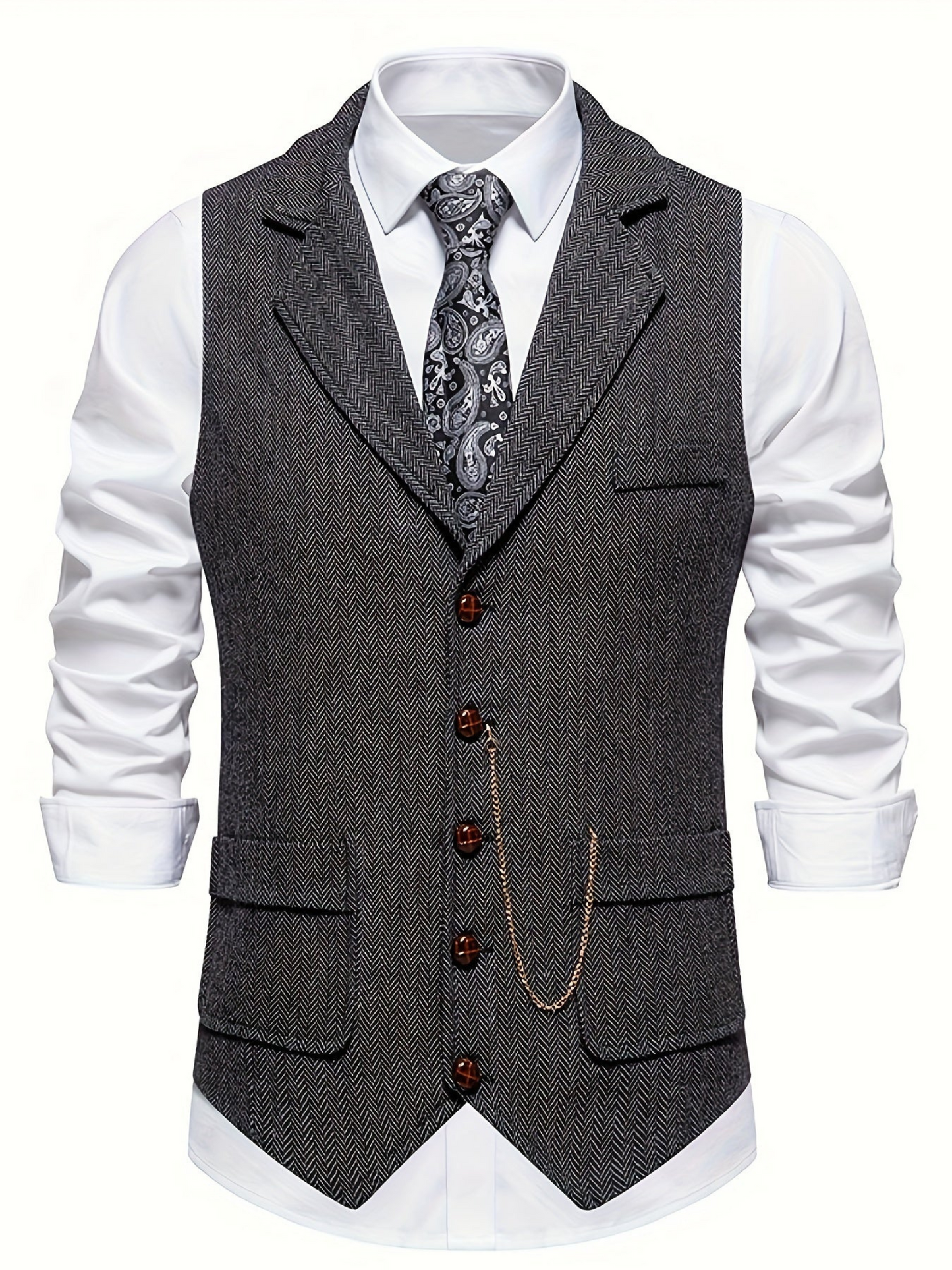 Weste für Herren, Fischgrätenmuster | Tailored Fit 1