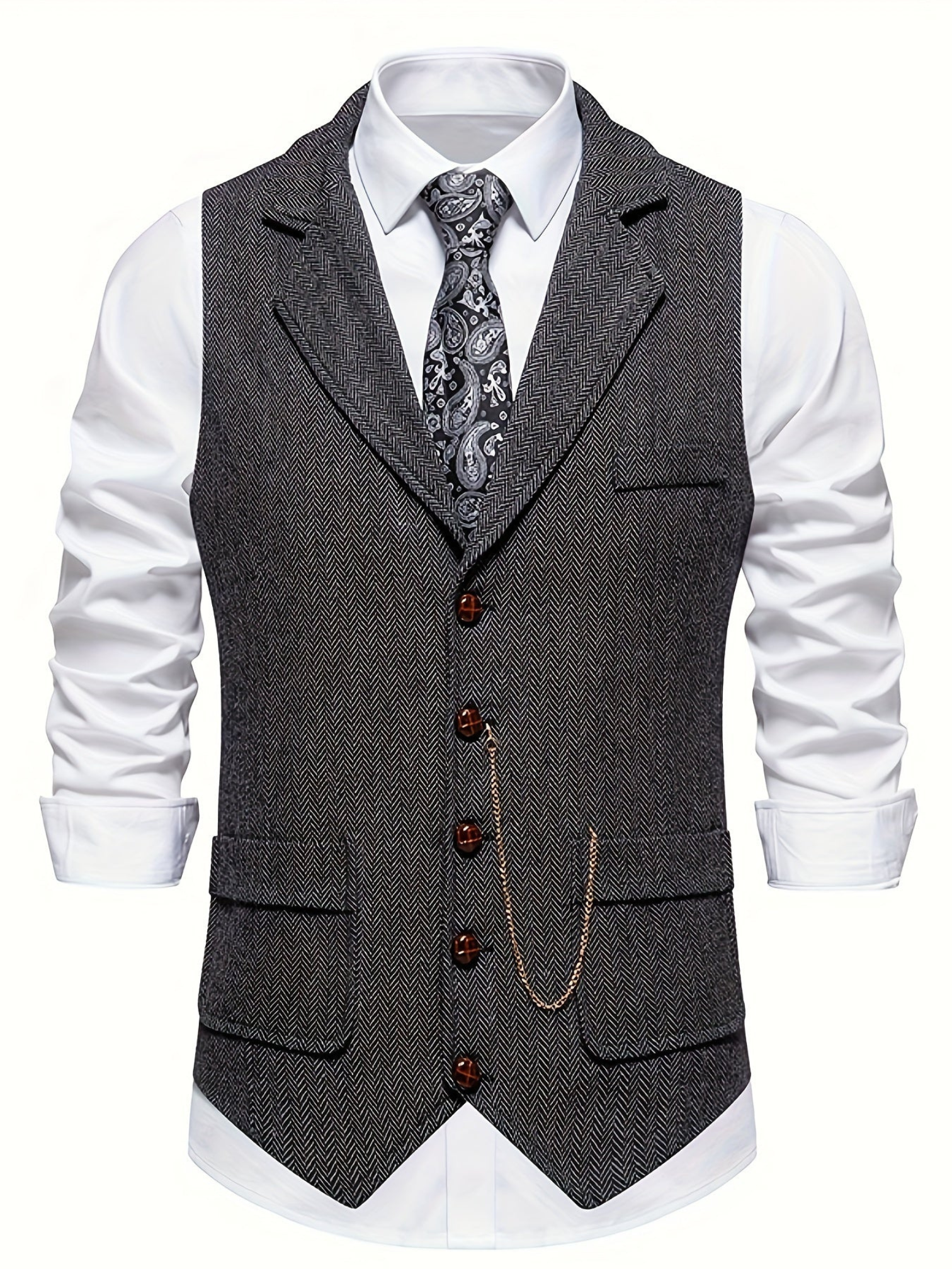 Weste für Herren, Fischgrätenmuster | Tailored Fit