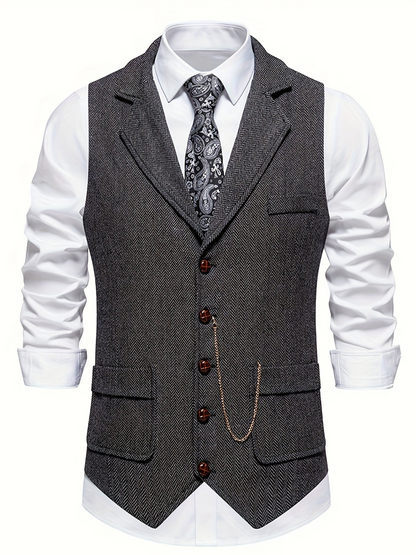 Weste für Herren, Fischgrätenmuster | Tailored Fit 1