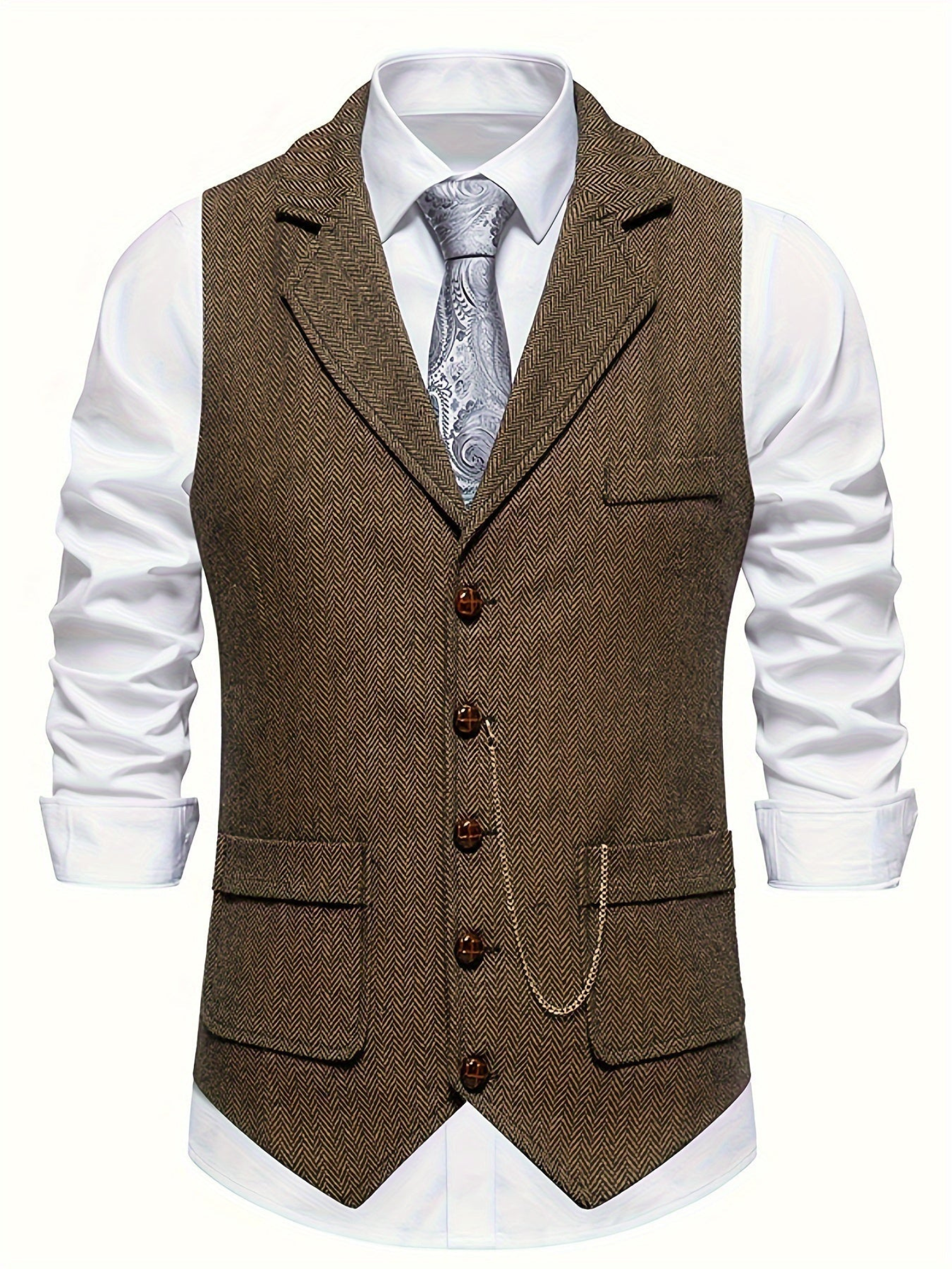 Weste für Herren, Fischgrätenmuster | Tailored Fit