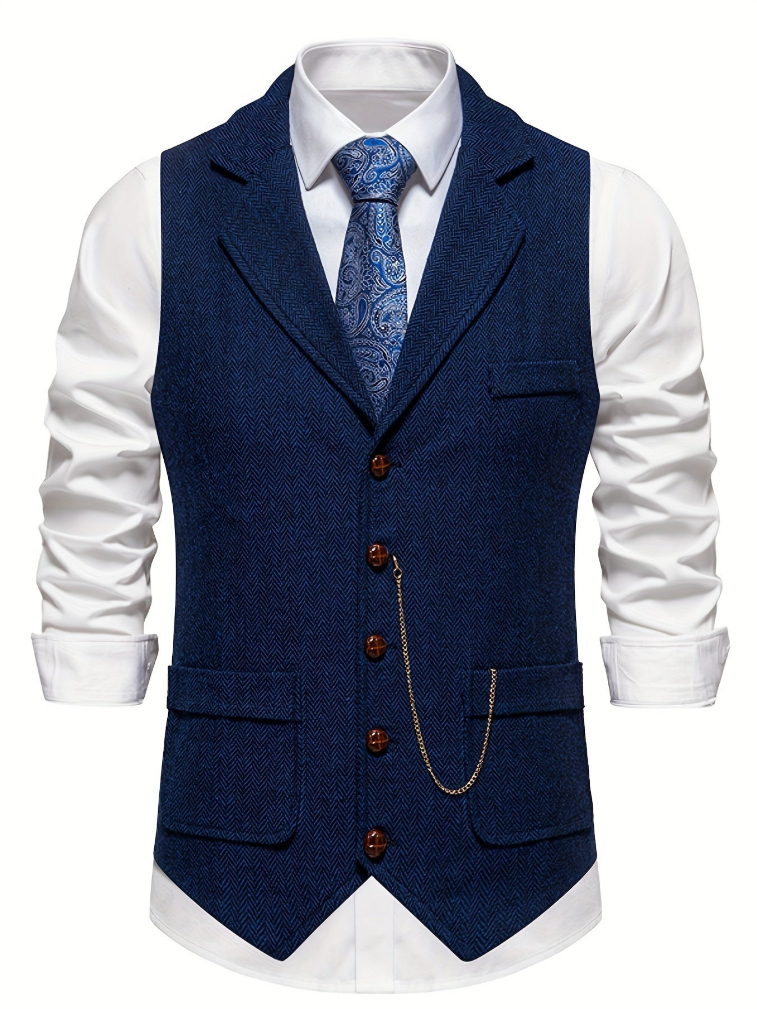 Weste für Herren, Fischgrätenmuster | Tailored Fit