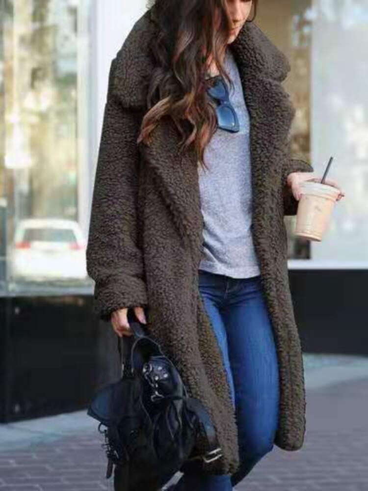 Wintermäntel für Damen, Langer Teddymantel | Warm 2