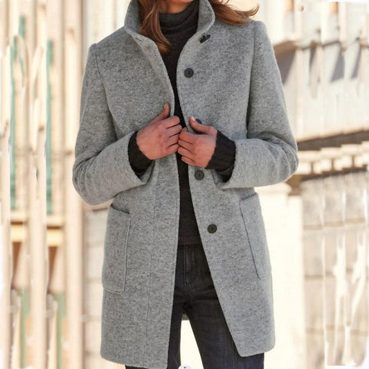 Wollmantel Damen, Retro-Knopfverschluss | Winter 0