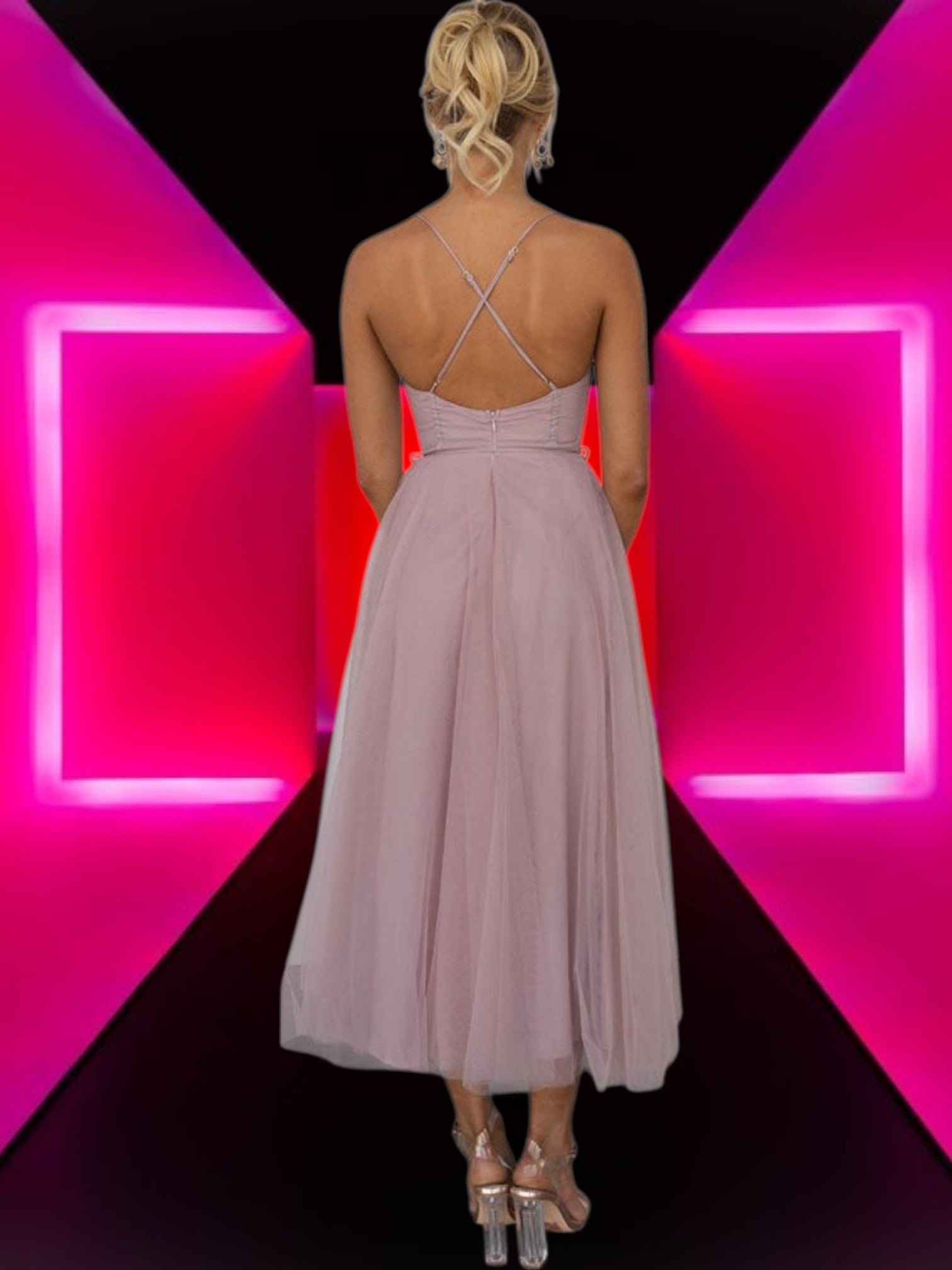 Ysoria | Elegantes Maxikleid aus leichtem Chiffon Mit Ärmeln | Rosa 4
