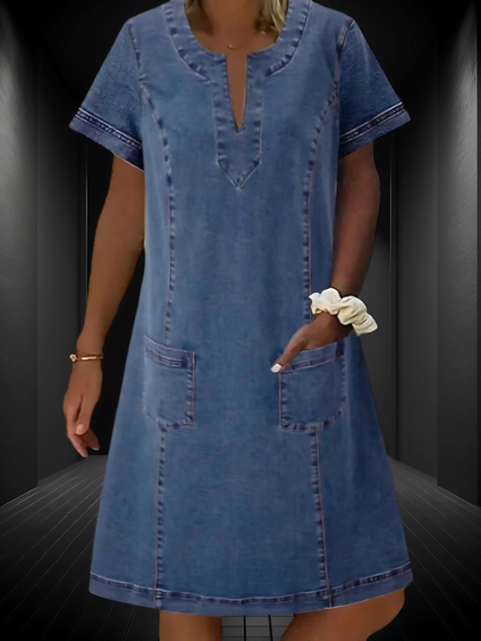 Zandra | Elegantes Jeanskleid für Damen mit schmeichelhaftem Schnitt und hohem Tragekomfort | Blau