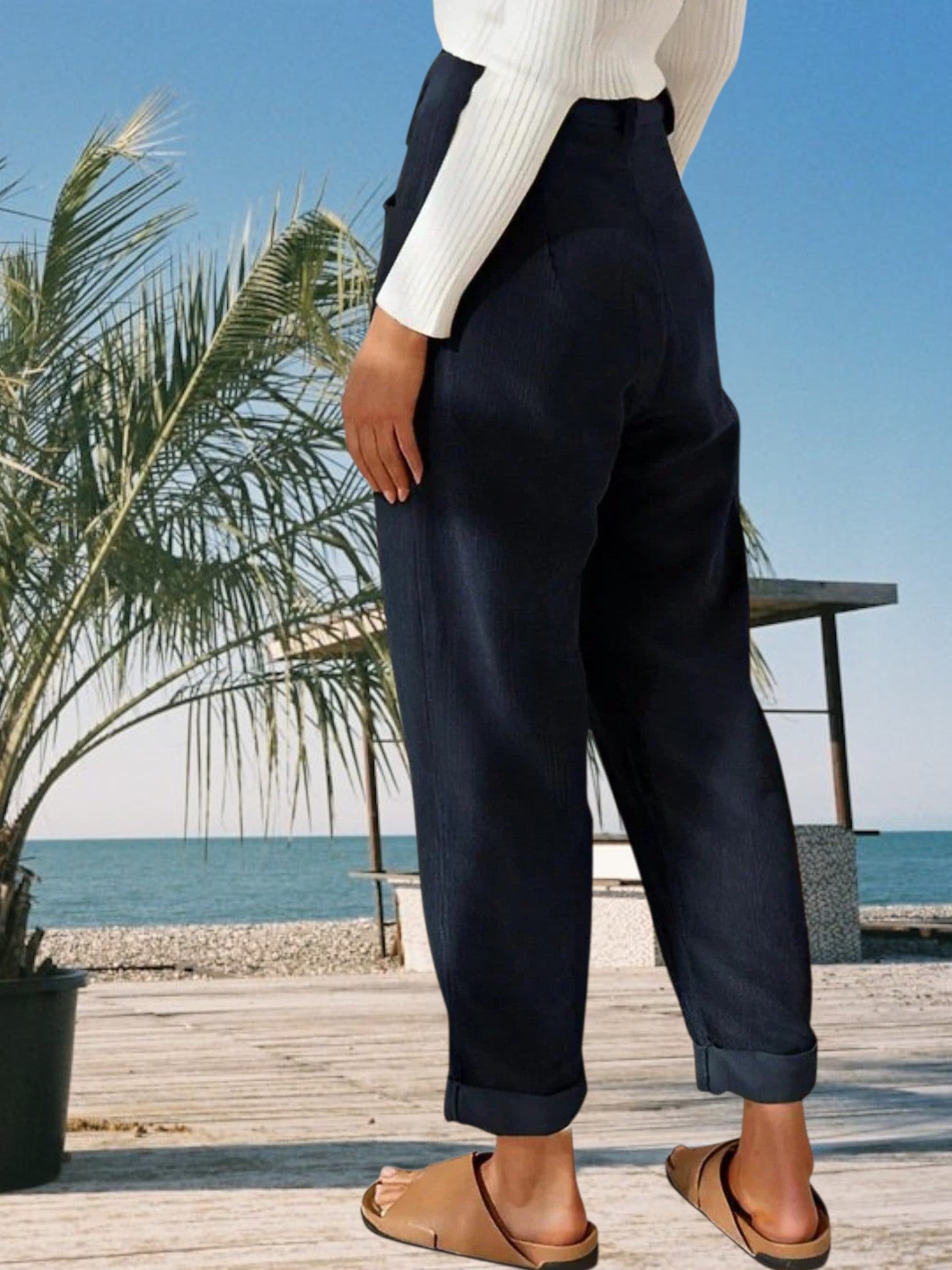 Zell | Stylische hochtaillierte Cordhose für Damen aus weichem Material für jede Gelegenheit | Blau 2