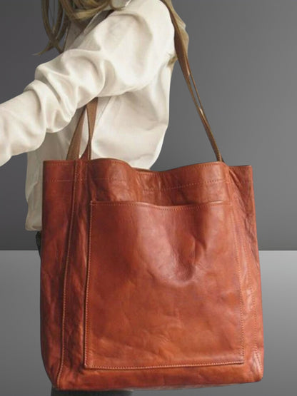 Zilke | Elegante Leder-Handtasche Damen für Büro und Freizeit, geräumig mit Reißverschluss | Braun