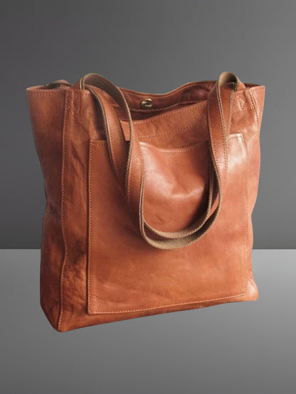 Zilke | Elegante Leder-Handtasche Damen für Büro und Freizeit, geräumig mit Reißverschluss | Braun 2