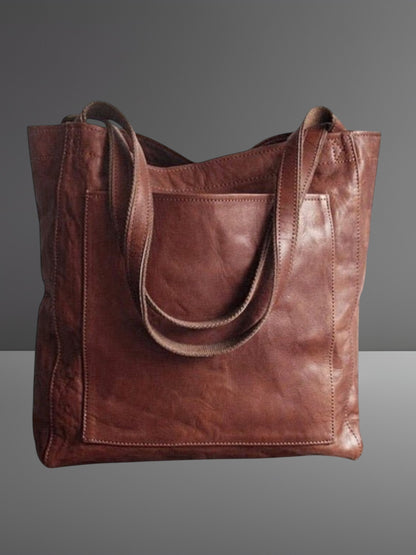 Zilke | Elegante Leder-Handtasche Damen für Büro und Freizeit, geräumig mit Reißverschluss | Dunkelbraun 2