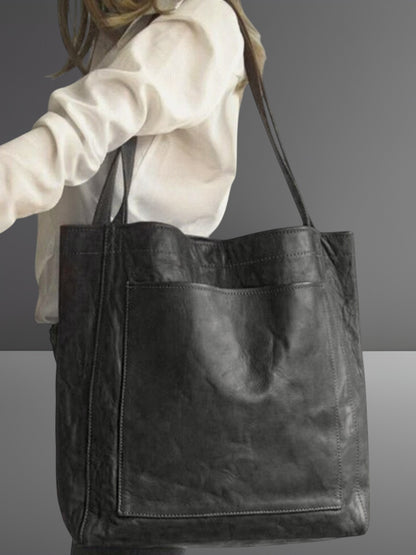 Zilke | Elegante Leder-Handtasche Damen für Büro und Freizeit, geräumig mit Reißverschluss | schwarz