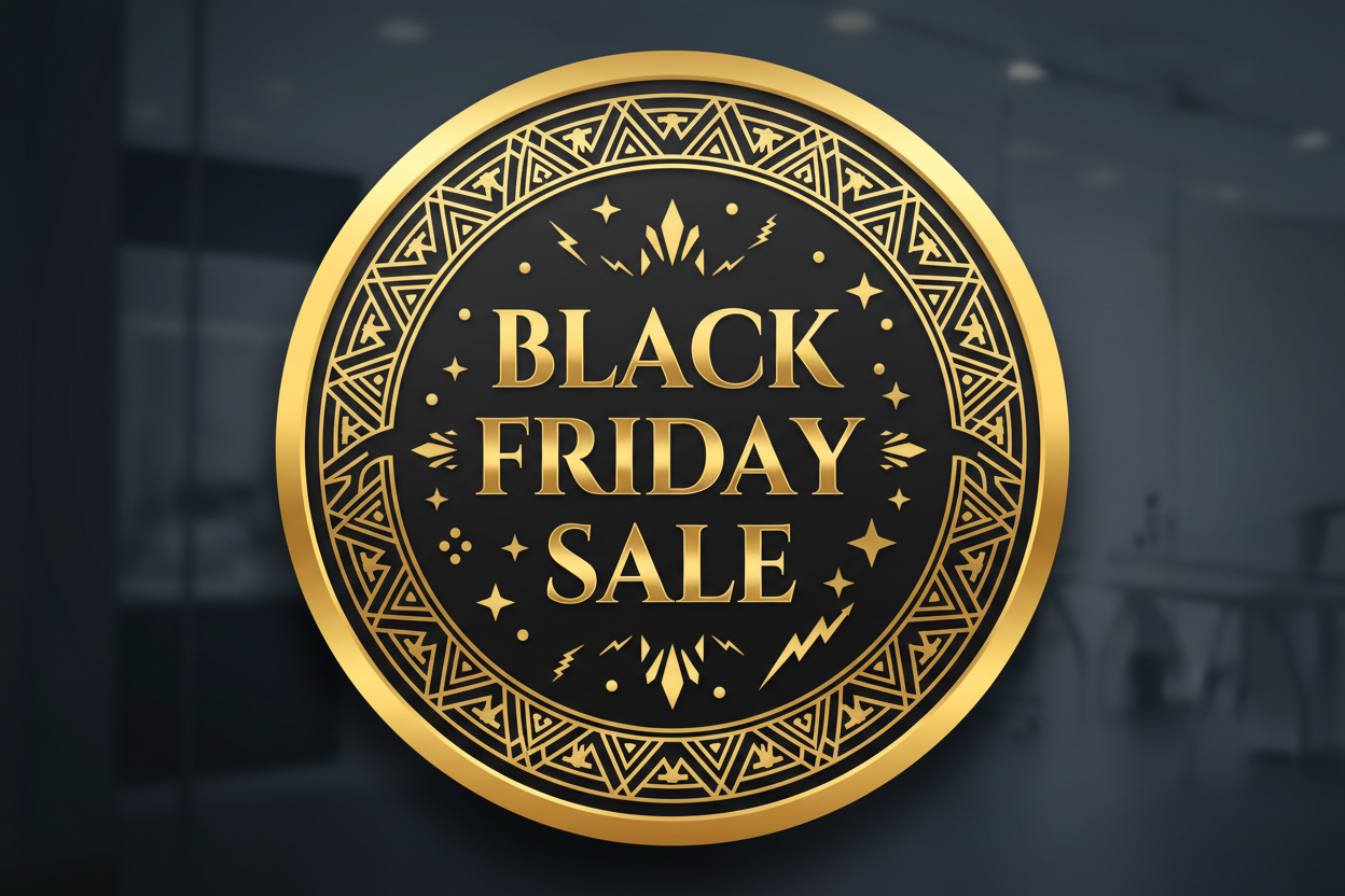 black friday sale centered in a circle image
Black and gold colour only