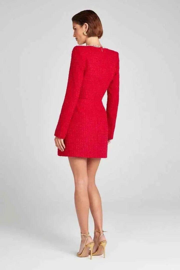 Minikleid Damen | Tweed & Glamouröser Perlenbesatz