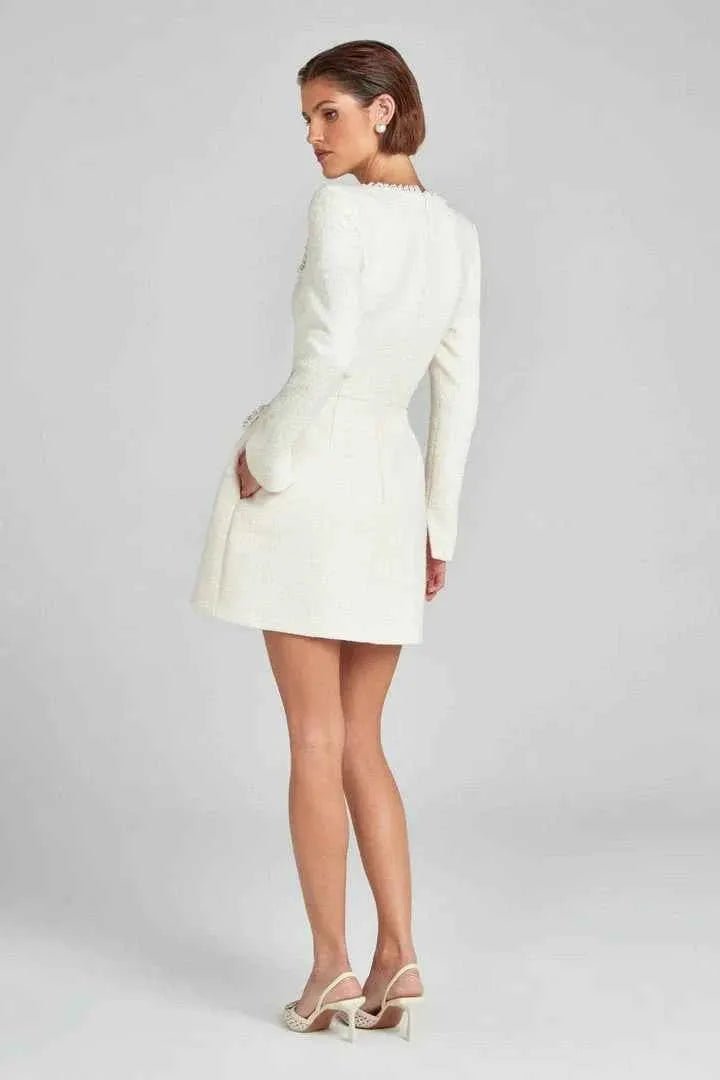 Minikleid Damen | Tweed & Glamouröser Perlenbesatz