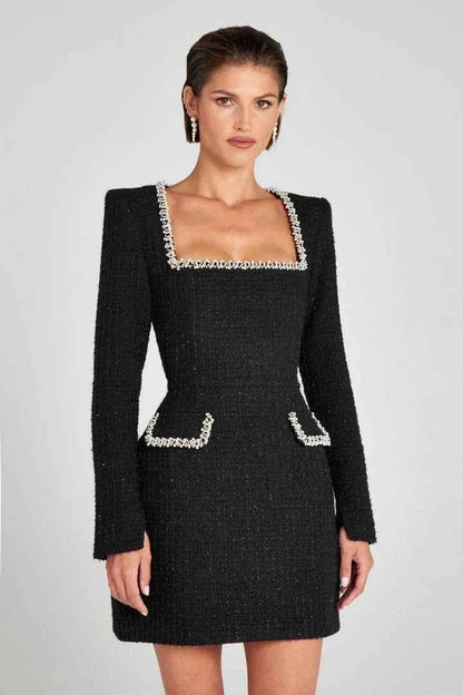 Minikleid Damen | Tweed & Glamouröser Perlenbesatz