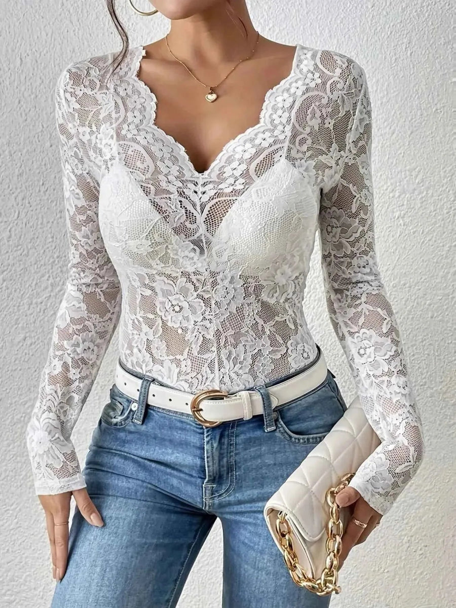 lina – transparentes long-sleeve spitzen-top mit herz-ausschnitt 8