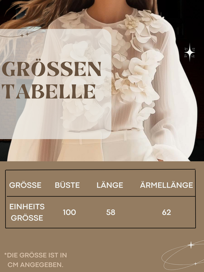 Jora | Elegantes Festliches Oberteil Damen aus Chiffon mit 3D-Blumenmuster in Beige, Lockere Passform, Ärmellos
